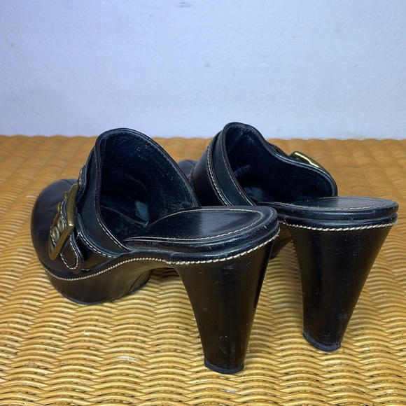 COACH Clogs Slides Mules Platform Heels Dark Brown Sz 10 - Picture 11 of 11